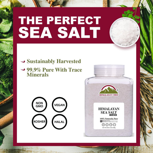 5 lb Himalayan Chef Coarse Grain Himalayan Sea Salt, Jar - Pure, Natural, Non-GMO, Kosher, Ideal for Cooking, Baking