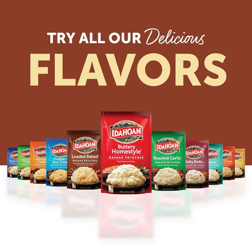100% 4 4 (Pack 12) Idahoan Loaded Baked Mashed Potatoes, Naturally Gluten-Free, Real Idaho Potatoes, servings per bag