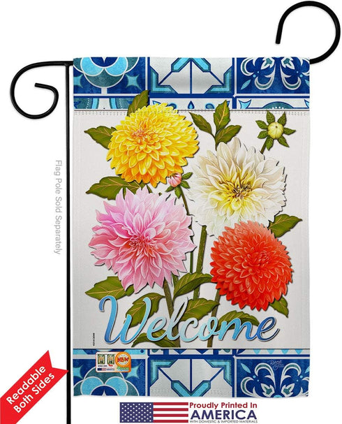 Breeze Decor Set 13 18.5 Dahlia Bouquet Garden Flag Wall Hanger Floral Sunflower Tulip Rose Orchid Lilies Season