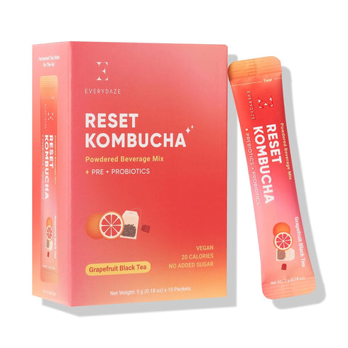 Everydaze Reset Kombucha Tea Powdered Beverage Mix | 10 Sticks | Prebiotics