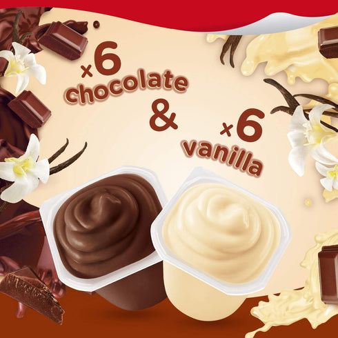 Snack Pack Pack, 12 Count, 6 Pack Chocolate and Vanilla Pudding Cups Family