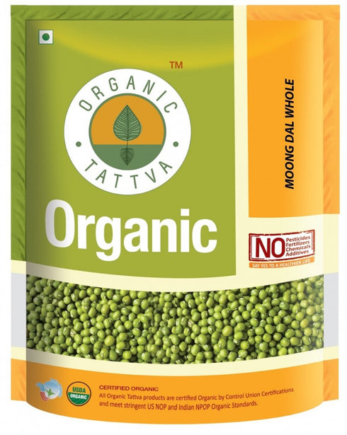 Organic Moong Dal Green Whole 4 Pounds, Whole Chhilka Moong Beans Green,