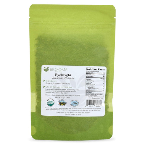 1.76oz Biokoma Organic Eyebright Dried Herb Euphrasia Officinalis Loose Herbal Tea USDA Organic Herbal Tea - Resealable