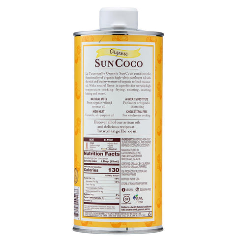 La Tourangelle, Organic Sun Coco Oil, Unique Blend of Organic High-Oleic Sunflower Oil and Organic Refined Coconut Oil, Heat Heat Cooking and DIY Beauty, 25.4 fl oz