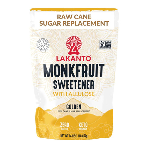 Lakanto Golden Monk Fruit Sweetener with Allulose - Raw Cane Sugar Substitute,