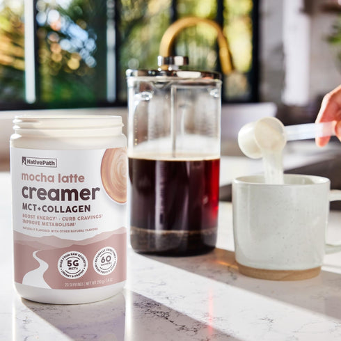 NativePath Keto Coffee Creamer Powder Mocha Latte - Keto-Friendly, Non-Dairy & Low Sugar Creamer with Grass-fed Collagen