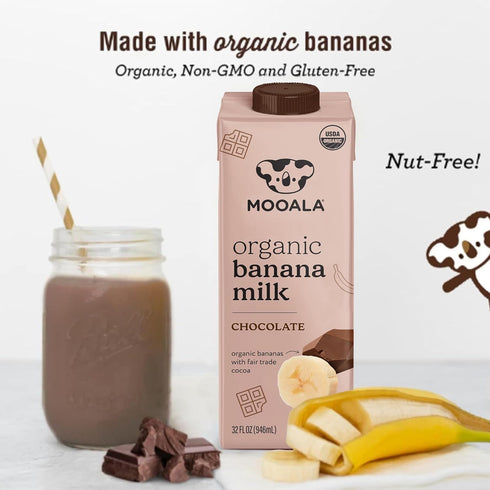 32 oz (Pack 6) Mooala Organic Chocolate Bananamilk, fl of Shelf-Stable, Non-Dairy, Nut-Free, Gluten-Free, Plant-Based