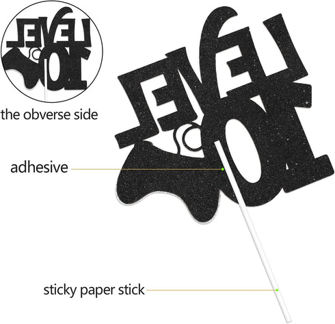 Level 10 Game Birthday Cake Topper - Blue Cake Supplies for Boy's 10th Birthday Level Up Party - Game On Winner