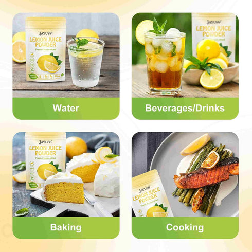 Jayuss 8.82 100% 250g Lemon Juice Powder Ounce, Natural, Freeze Dried Lemon Juice, No Sugar or Additives, Great