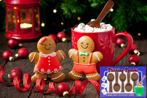 3oz (12-Pack) Fruidles Christmas Chocolate Stirring Spoons Holiday Treats, Milk Chocolaty 'n Smooth, Hot Chocolate