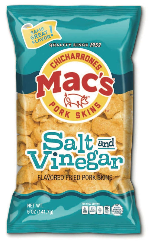Mac's Salt & Vinegar Pork Skins - Low Carb, Keto Friendly Snack