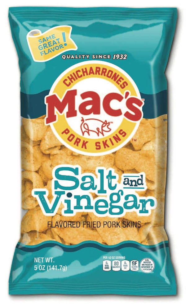 Mac's Salt & Vinegar Pork Skins - Low Carb, Keto Friendly Snack