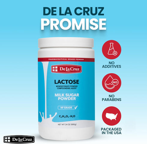 24 OZ De La Cruz Lactose Powder - Pure Lactose Monohydrate Milk Sugar NF Grade