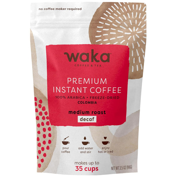 Waka Instant Coffee, Decaffeinated Medium Roast - 100% Arabica Colombian Beans, Bulk Bag for Quick Coffees