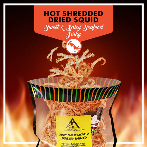 (16 oz.) Spicy Hot Saki Ika Dried Cuttlefish Snack | Hawaiian Seafood Jerky | High-Protein, Low-Fat, Low-Calorie
