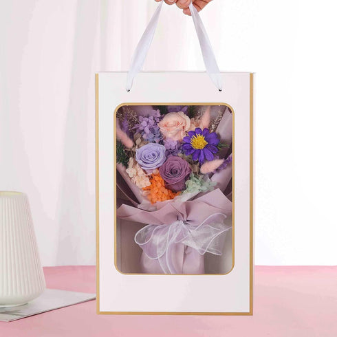 Jtoder Forever Flowers for Delivery, Preserved Flower Bouquets, Long Lasting Purple Roses, Gifts Bouquet for Mother