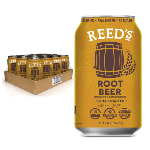 Reed's Root Beer Functional Soda - Organic Ginger, Adaptogen Mushroom Blend, Prebiotics
