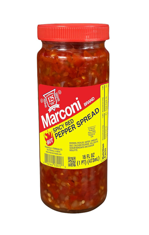 Marconi Spicy Red Pepper Hoagie Spread | Hot & Flavorful Italian Pepper condiment