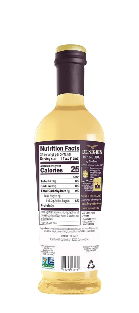 500mL De Nigris Biancoro Sweet White Wine Vinegar
