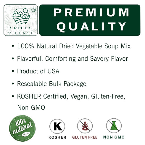 16 oz, SPICES VILLAGE Vegetable Soup Mix, Ramen Toppings, Mixed Vegetables Flakes, Mix of Carrots, Cabbage, Onions