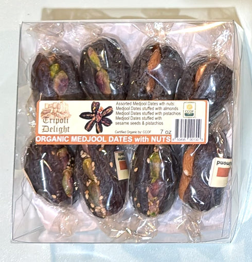 7 oz Organic Medjool Stuffed Date with Nuts : Assorted Almond, Pistachios, Sesame Seeds
