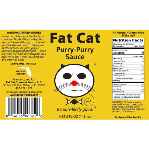 Pack Set Mild Heat Natural Hot Sauce Four Bottle Gift Box Variety Bundle by Fat Cat Gourmet | Mild to Medium Heat
