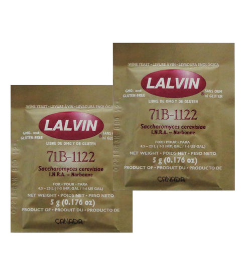 Lalvin 2x 71B-1122 Nouveau Style Wine Yeast 5g Homebrew Wine Making 4.5L-23L
