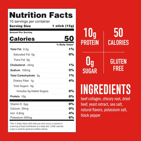 LonoLife Low Sodium Beef Bone Broth Powder Mix, Grass-Fed, 10g Protein, 10 Portable Stick Pack Servings