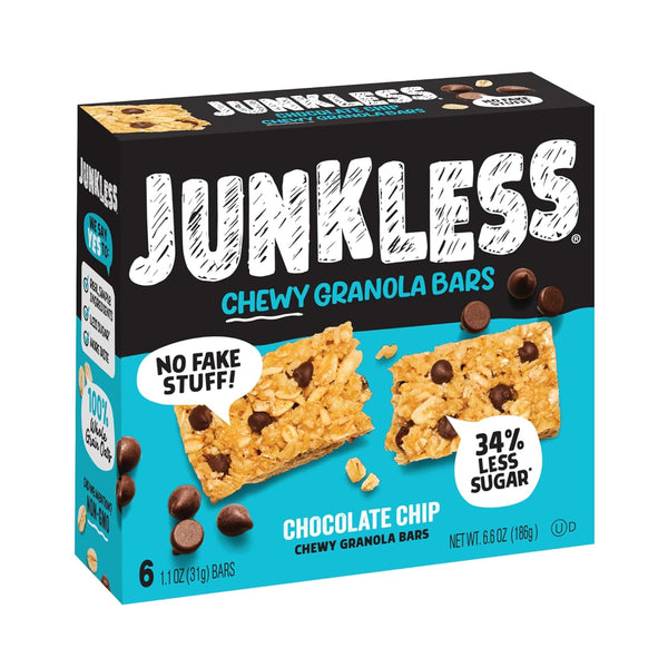 Simply Eight Junkless Granola Bars, Real Chocolate Chip Chewy, 6.6 Ounce