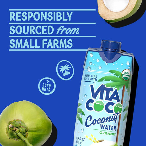 16.9 Oz (Pack 12) Vita Coco Coconut Water, Pure Organic | Refreshing Coconut Taste | Natural Electrolytes | Vital