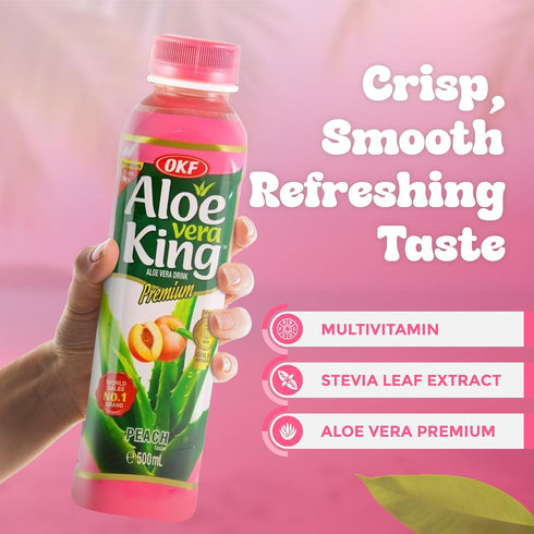 16.9 oz. Pack 20), OKF Aloe Vera King Drink with Pure Aloe Pulp, Variety Flavors, (Peach, of Korean Premium Health