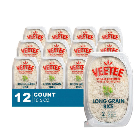 12-Pack 10.6 oz 1 Veetee - Lavinia Essentials Bundle: Long Grain Rice Steam Filtered Microwaveable Tray + Utility Prop.