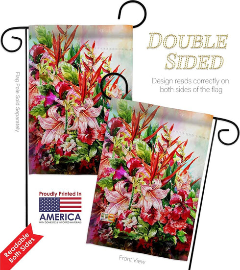 Breeze Decor Set 13 18.5 Floral Tropical Bouquet Garden Flag Wall Hanger Spring Sunflower Tulip Rose Orchid Lilies