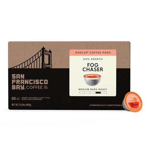 (80 Commercially San Francisco Bay K-Cup Coffee Pods, Fog Chaser ct), Medium-Dark Roast, Compostable Single-Serve
