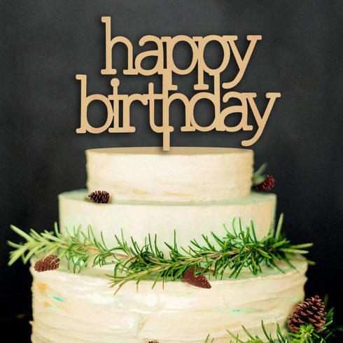 Rustic Wood Happy Birthday Cake Topper Decor, Adult Birthday Party Decoration Supply