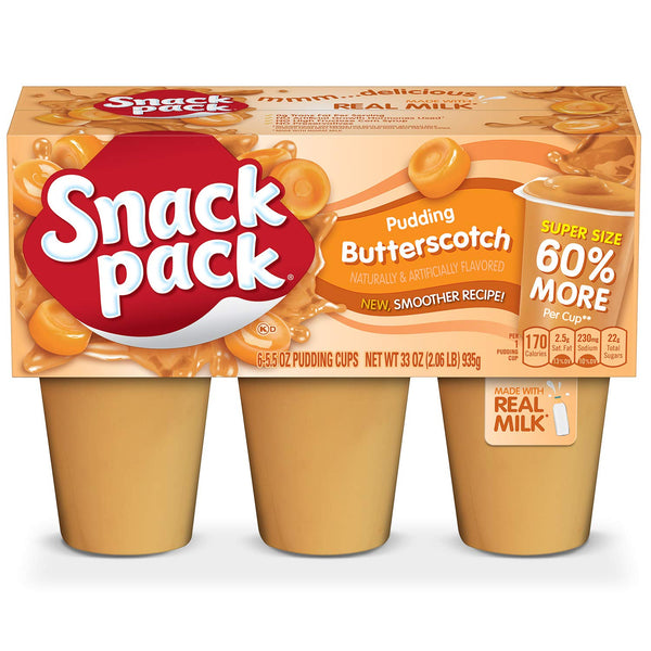 Snack Pack Super Size Butterscotch Flavored Pudding Cups, 5.5 oz., 6-Count (Pack of 8)