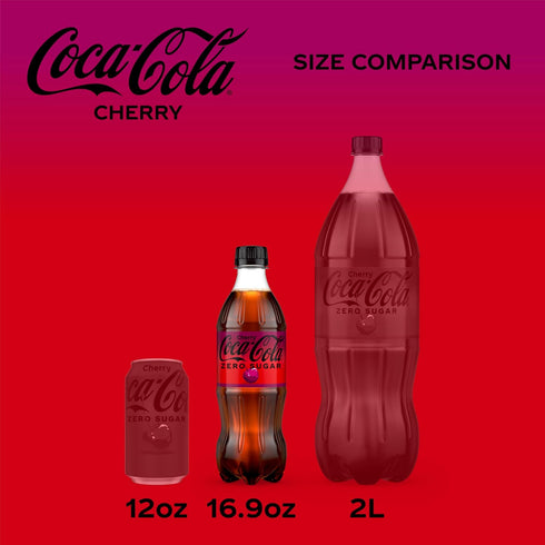 16.9 oz, 6 Pack Coca-Cola Zero Sugar Cherry Diet Soda Soft Drink, fl
