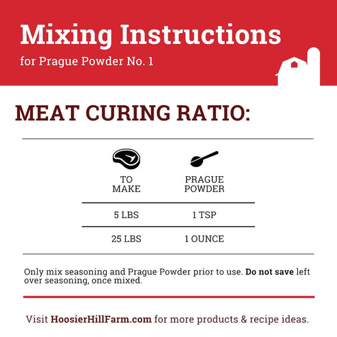 1 1LB (Pack 1), 8oz (Pack 1) Hoosier Hill Farm Meat Lover's Bundle, Prague Powder No. Pink Curing Salt of Hickory Smoke