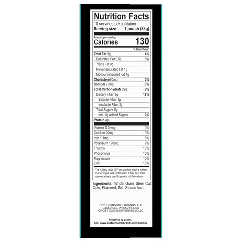 Packets, 11.6 oz 10 (Pack 6) Better Oats Steel Cut Instant Oatmeal Original Flavor with Flax Seeds and Whole Grains