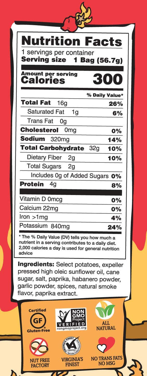 Route 11 Potato Chips 11 (15 (2 oz Route Potato Chip : Mama Zuma's Revenge bags each)) hot habanero spicy chips
