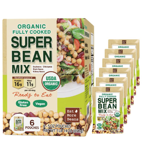Eat More BeansOrganic Fully Cooked Super Bean Mix, steamed bean, healthy salad