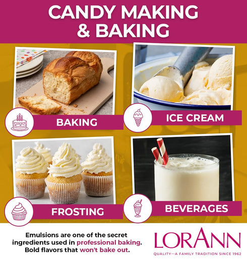 16 Oz LorAnn Oils Butter Vanilla Bakery Emulsion: True Essence, Ideal for Boosting Fruit Tones in Cakes, Cookies