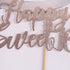 Happy Sweet 16 Cake Topper, Cheers to 16 Years, Rose Gold Decoration for 16th Birthday or Wedding Anniversary