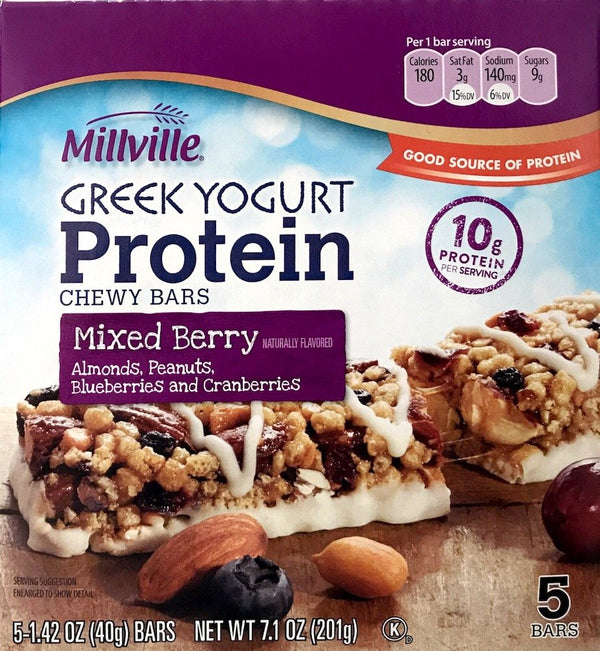 MILLVILLE Milleville Greek Yogurt 10g Protein Chewy Bars (Mixed Berry)
