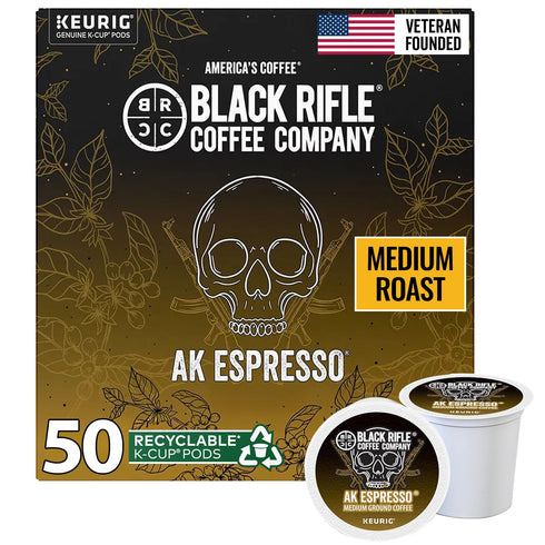 Black Rifle Coffee Company AK Espresso, 50 Count, Medium Roast K Cups