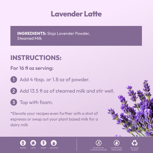 Frozen 2Lbs SLOJO Lavender White Chocolate Powder Premium Drink Mix for Hot & Cold Beverages, Gourmet Powder, Vegan