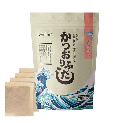 Grelim Dashi Stock Japan Dashi Soup, 18 Packets, Natural Ingredients, Additive Free, MSG Free, 8g x 18 Pacs