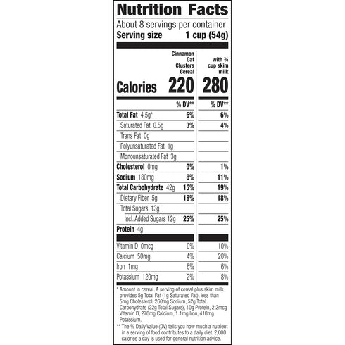 15 oz (Pack 2) Cascadian Farm Organic Cinnamon Oat Clusters Cereal, Made with Whole Grain, Non-GMO