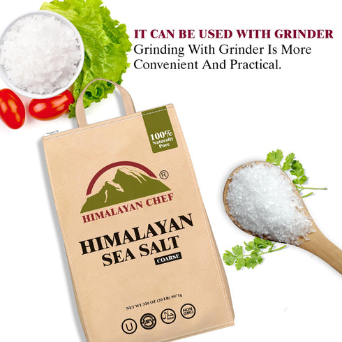 320 Himalayan Chef Sea Salt, Coarse Grain, Ounces Resealable Bag, Pure & Natural Sun Dried Sea Salt, Unrefined, Gluten