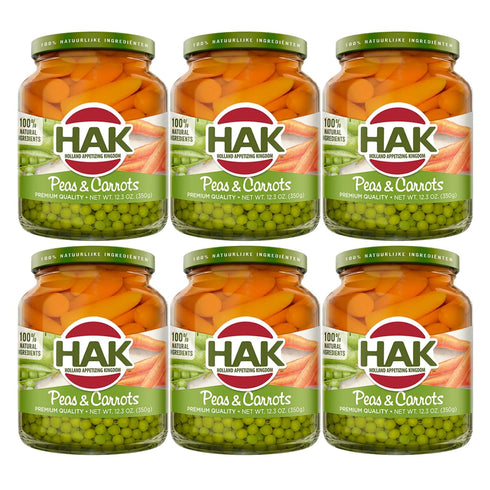 Hak Green Peas with Carrots in Glass Jar - Ready-to-Eat Mixed Vegetables with